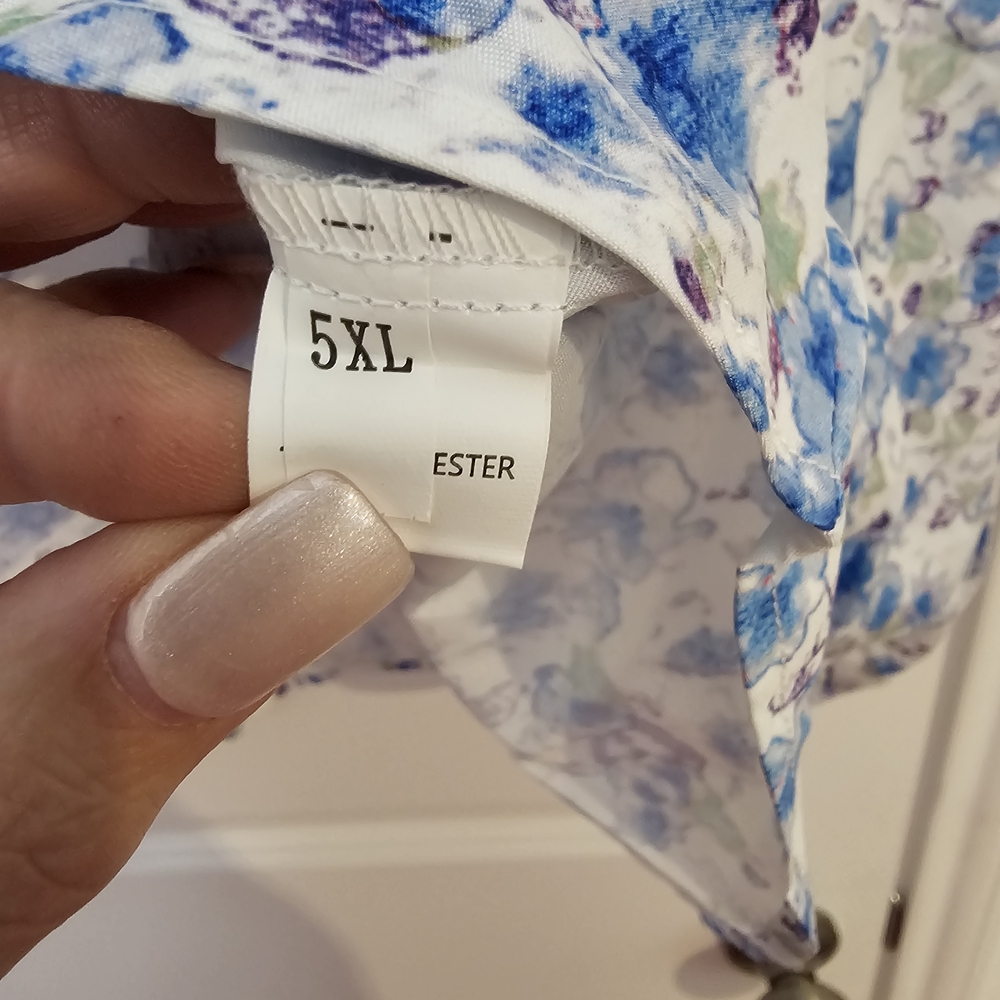 Floral Silk-like BlouseFloral Print Blouse 5XL